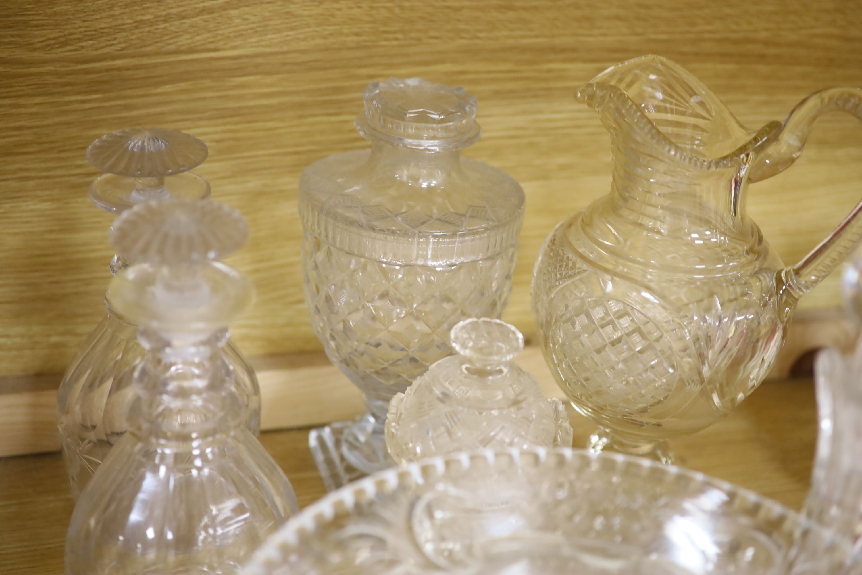 A quantity of assorted antique cut glass